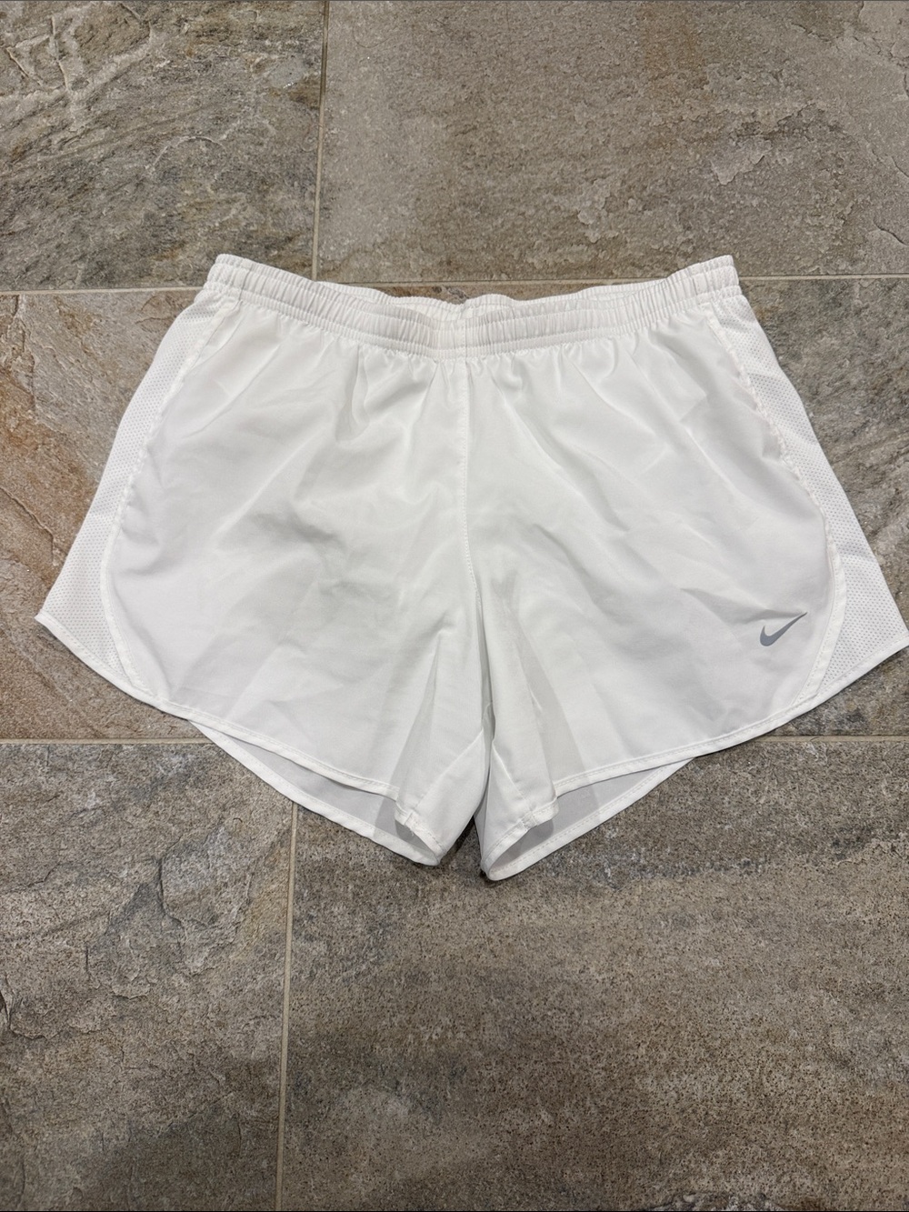 Nike White Girls Dri-Fit Shorts with Mesh Panels